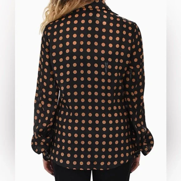 Just Cavalli by Roberto Cavalli Polka Dot Ruffled Silk Blouse Sz L (10/12) It 46 - Picture 3 of 11